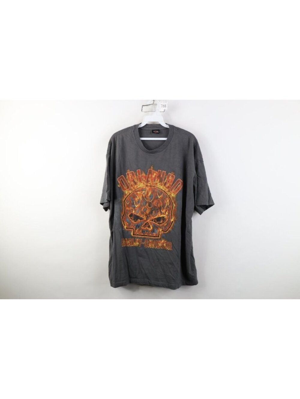 Harley Davidson Mens XL Faded Skull Skeleton Fire Flames Short Sleeve T-Shirt